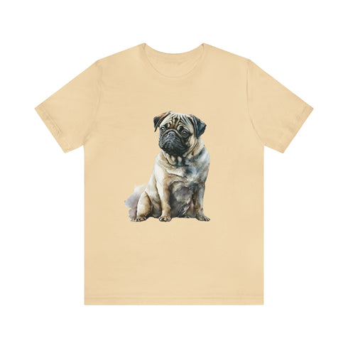 Loving Pug in Watercolor - Short Sleeve Tee Soft Cream